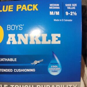 Hanes Boys Ultimate Ankle Socks 10 Pair Value Pack Medium Shoe Size 9-2 5